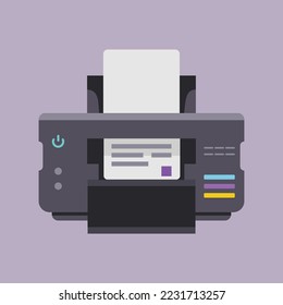 Impresora realista. Ilustración sobre el fondo blanco para el diseño