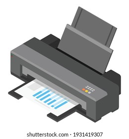 Realistic printer. Print high quality photo paper. Isometric view. Vector