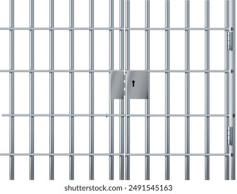 Realistic prison metal bars. Prison fence jail. Iron jail cage. Template design for criminal or sentence. Vector