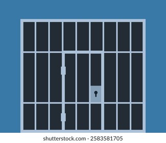 Realistic prison metal bars. Prison fence jail. Iron jail cage. Template design for criminal or sentence. Vector