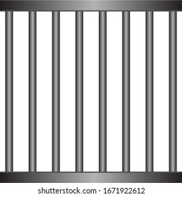 realistic prison metal bars isolated on white background. Iron jail cage. Prison fence jail.