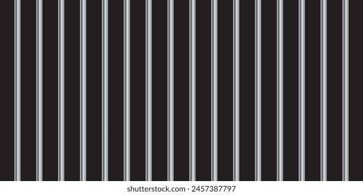 Realistic prison metal bars isolated on transparent background. Prison fence jail. Iron jail cage. Template design for criminal or sentence. Vector illustration