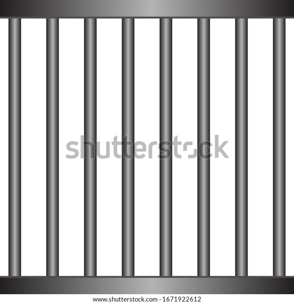 白い背景にリアルな監獄の金属バー 鉄の檻 刑務所のフェンス刑務所 のベクター画像素材 ロイヤリティフリー