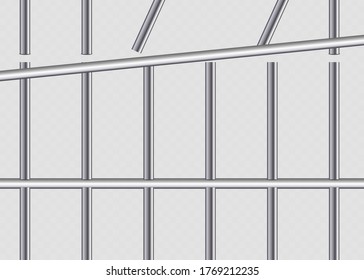 realistic prison metal bars. way out to freedom concept. vector illustration