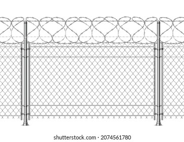 Premium Vector  Wire fence pattern. seamless steel texture background,  realistic chainlink safe fence isolated on white. vector illustration wire  mesh steel grid. metal construction prison