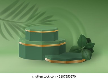 Realistic product display. Minimalistic podium for cosmetic products. Vector luxury platform background