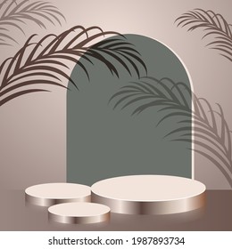 Realistic product podium background with leaf