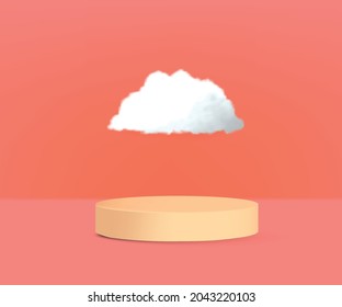 Podio de producto realista con vector de nube