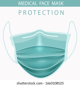 Realistic Protective Medical face mask Front side vector