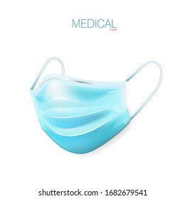 Realistic Protective Medical Face Mask. Front View. EPS10 Vector