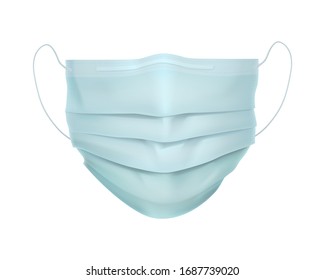 Realistic protective medical face mask. Personal safety equipment isolated vector illustration. Respirators and surgical mask. Disposable device for coronavirus protection and self prevention.