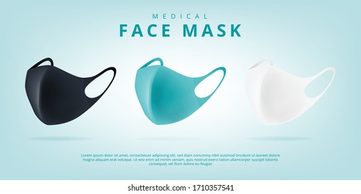 Realistic Protective Medical face mask Infographic vector