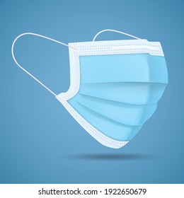 Realistic Protective Medical face mask half-side view vector