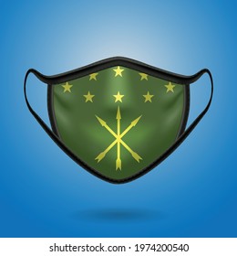 Realistic Protective Medical Mask with National Flag of Adygea. Health care and medical concept With the flag. Vector illustration.