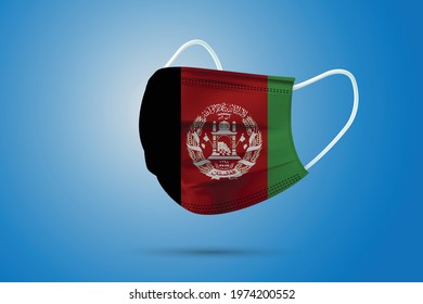 Realistic Protective Medical Mask with National Flag of Afghanistan. Health care and medical concept With the flag. Vector illustration.