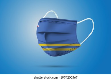 Realistic Protective Medical Mask with National Flag of Azerbaijan. Health care and medical concept With the flag. Vector illustration.