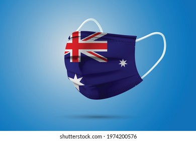 Realistic Protective Medical Mask with National Flag of Australia. Health care and medical concept With the flag. Vector illustration.
