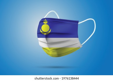 Realistic Protective Medical Mask with National Flag of Buryatia. Health care and medical concept With the flag. Vector illustration.