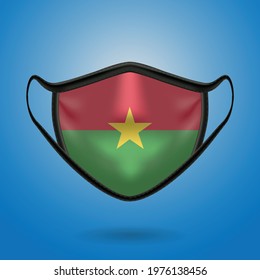 Realistic Protective Medical Mask with National Flag of Burkina Faso. Health care and medical concept With the flag. Vector illustration.
