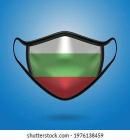 Realistic Protective Medical Mask with National Flag of Bulgaria. Health care and medical concept With the flag. Vector illustration.