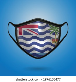 Realistic Protective Medical Mask with National Flag of British Indian Ocean Territory. Health care and medical concept With the flag. Vector illustration.