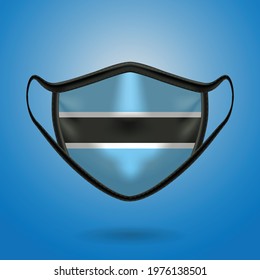Realistic Protective Medical Mask with National Flag of Botswana. Health care and medical concept With the flag. Vector illustration.