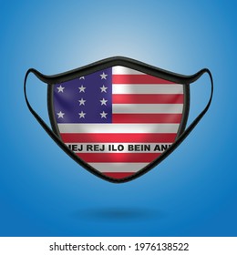 Realistic Protective Medical Mask with National Flag of Bikini Atoll. Health care and medical concept With the flag. Vector illustration.
