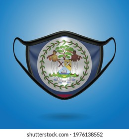 Realistic Protective Medical Mask with National Flag of Belize. Health care and medical concept With the flag. Vector illustration.