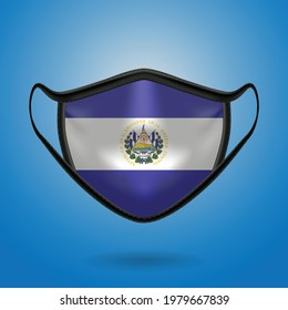 Realistic Protective Medical Mask with National Flag of El Salvador. Health care and medical concept With the flag. Vector illustration.