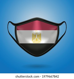 Realistic Protective Medical Mask with National Flag of Egypt. Health care and medical concept With the flag. Vector illustration.