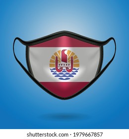Realistic Protective Medical Mask with National Flag of French Polynesia. Health care and medical concept With the flag. Vector illustration.