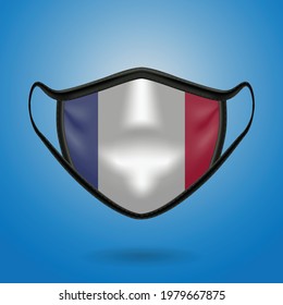 Realistic Protective Medical Mask with National Flag of France. Health care and medical concept With the flag. Vector illustration.