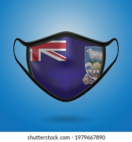 Realistic Protective Medical Mask with National Flag of Falkland Island. Health care and medical concept With the flag. Vector illustration.