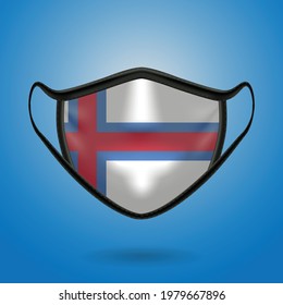 Realistic Protective Medical Mask with National Flag of Faroe Island. Health care and medical concept With the flag. Vector illustration.
