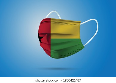 Realistic Protective Medical Mask with National Flag of Guinea-Bissau. Health care and medical concept With the flag. Vector illustration.