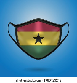 Realistic Protective Medical Mask with National Flag of Ghana. Health care and medical concept With the flag. Vector illustration.