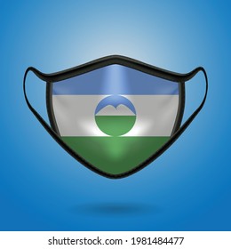 Realistic Protective Medical Mask with National Flag of Kabardino-Balkaria. Health care and medical concept With the flag. Vector illustration.