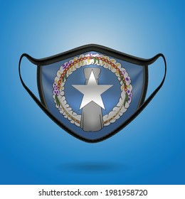 Realistic Protective Medical Mask with National Flag of Northern Mariana Islands. Health care and medical concept With the flag. Vector illustration.