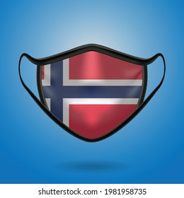 Realistic Protective Medical Mask with National Flag of Norway. Health care and medical concept With the flag. Vector illustration.