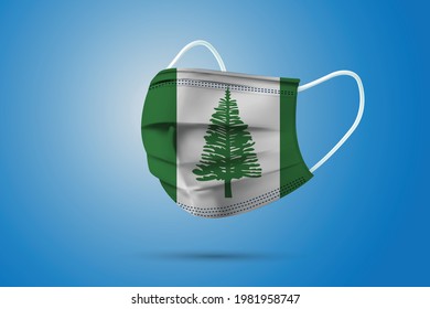 Realistic Protective Medical Mask with National Flag of Norfolk Island. Health care and medical concept With the flag. Vector illustration.