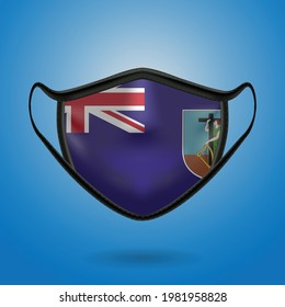 Realistic Protective Medical Mask with National Flag of Montserra. Health care and medical concept With the flag. Vector illustration.