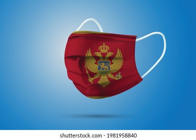 Realistic Protective Medical Mask with National Flag of Montenegro. Health care and medical concept With the flag. Vector illustration.