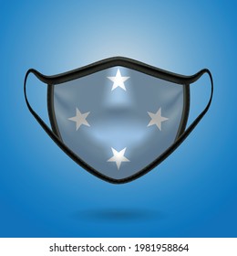 Realistic Protective Medical Mask with National Flag of Micronesia. Health care and medical concept With the flag. Vector illustration.