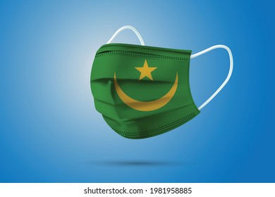 Realistic Protective Medical Mask with National Flag of Mauritania. Health care and medical concept With the flag. Vector illustration.