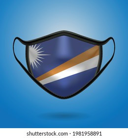 Realistic Protective Medical Mask with National Flag of Marshall Islands. Health care and medical concept With the flag. Vector illustration.