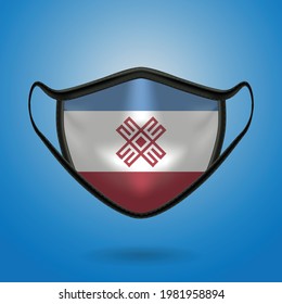 Realistic Protective Medical Mask with National Flag of Mari El. Health care and medical concept With the flag. Vector illustration.