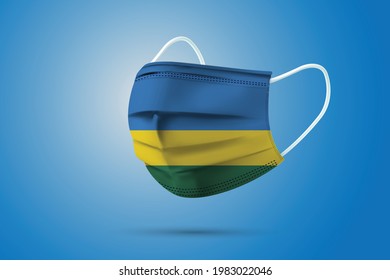 Realistic Protective Medical Mask with National Flag of Rwanda . Health care and medical concept With the flag. Vector illustration.