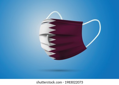 Realistic Protective Medical Mask with National Flag of Qatar. Health care and medical concept With the flag. Vector illustration.
