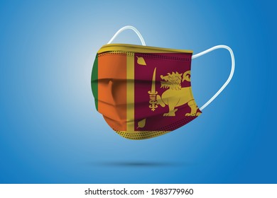 Realistic Protective Medical Mask with National Flag of Sri Lanka. Health care and medical concept With the flag. Vector illustration.