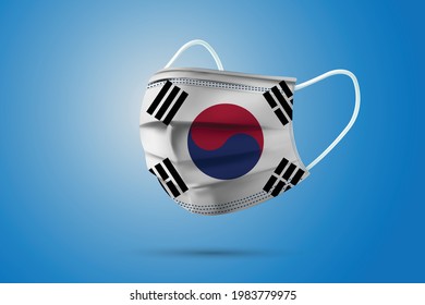 Realistic Protective Medical Mask with National Flag of South Korea. Health care and medical concept With the flag. Vector illustration.